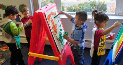 Children particpate in an art lesson at Miss Cindy's Nursery School